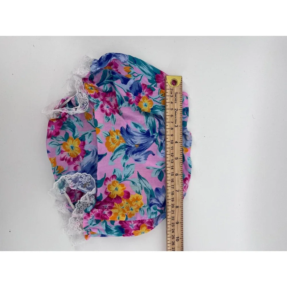 Vintage 90's Floral Lace Ruffle Baby Dress and Bloomers Set 3-6 Months Pink Blue